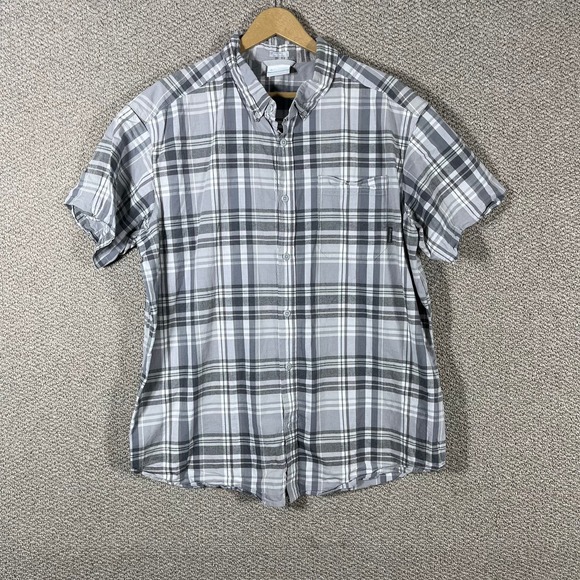 Columbia Rapid Rivers Shirt Mens XL Gray Plaid Regular Fit‎ Button Down Casual - Picture 1 of 10